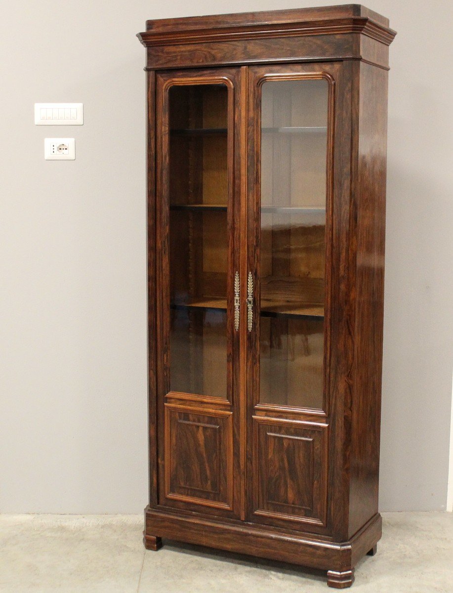 Antique Louis Philippe Cabinet Showcase Bookcase In Rosewood - 19th-photo-3