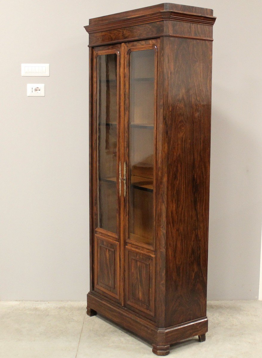 Antique Louis Philippe Cabinet Showcase Bookcase In Rosewood - 19th-photo-1