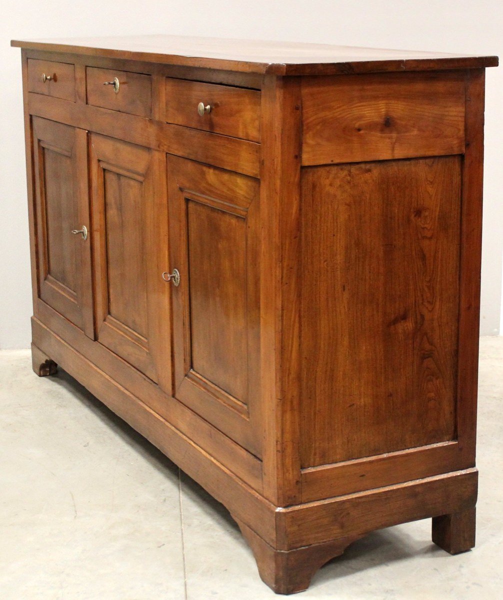 Antique Louis Philippe 3-doors Sideboard Dresser Cabinet Cupboard Buffet In Cherrywood - 19th-photo-2