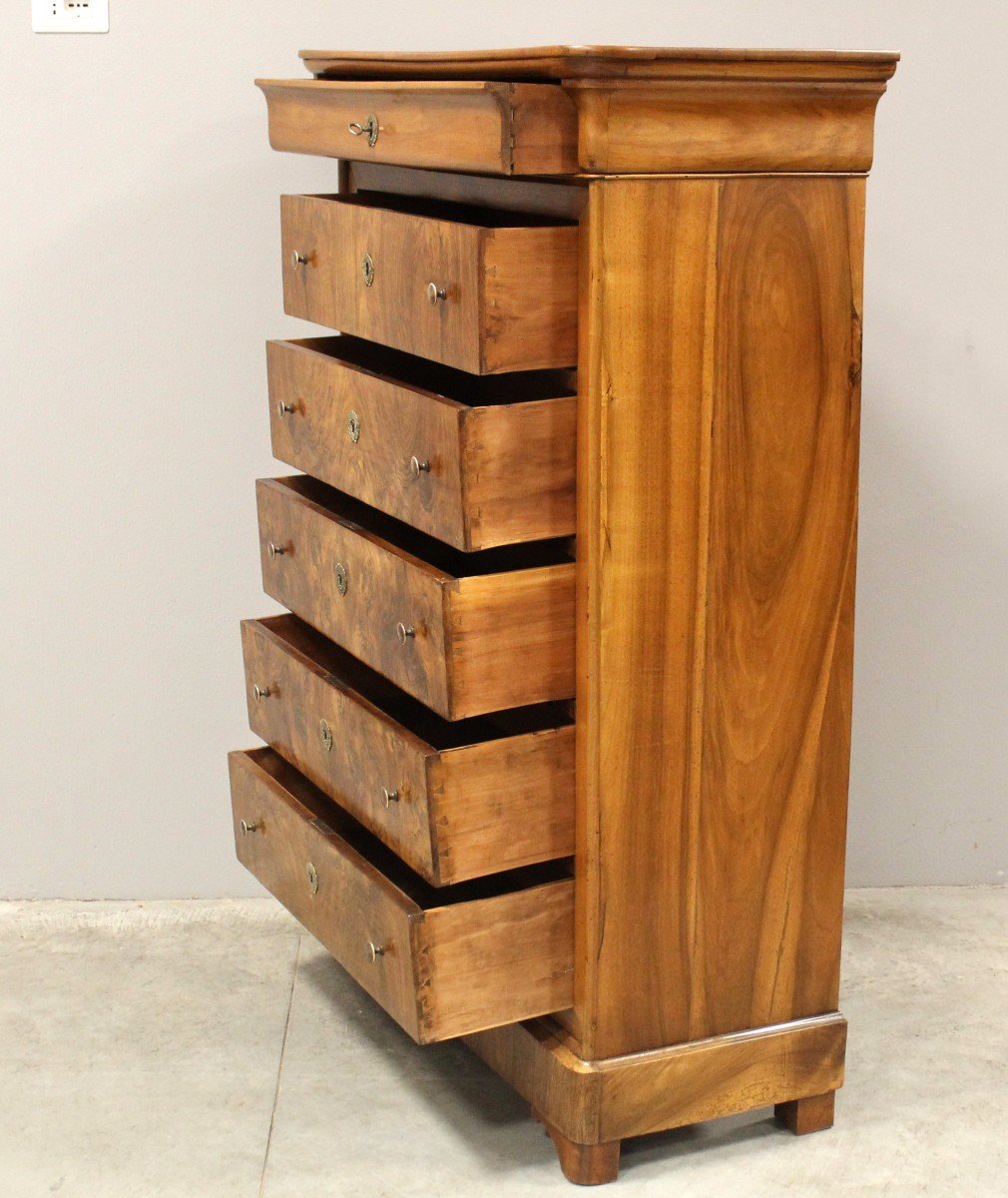 Antique Louis Philippe Weekly Chest Of Drawers In Walnut - 19th-photo-2