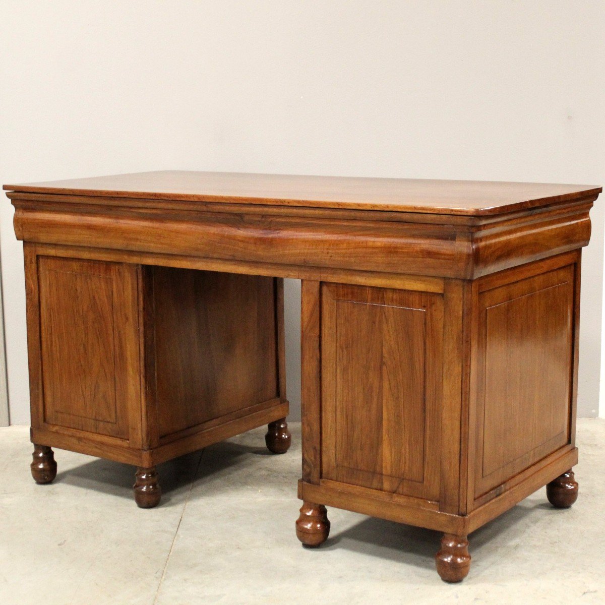 Antique Louis Philippe Table Writing Desk In Walnut - Italy 19th-photo-8