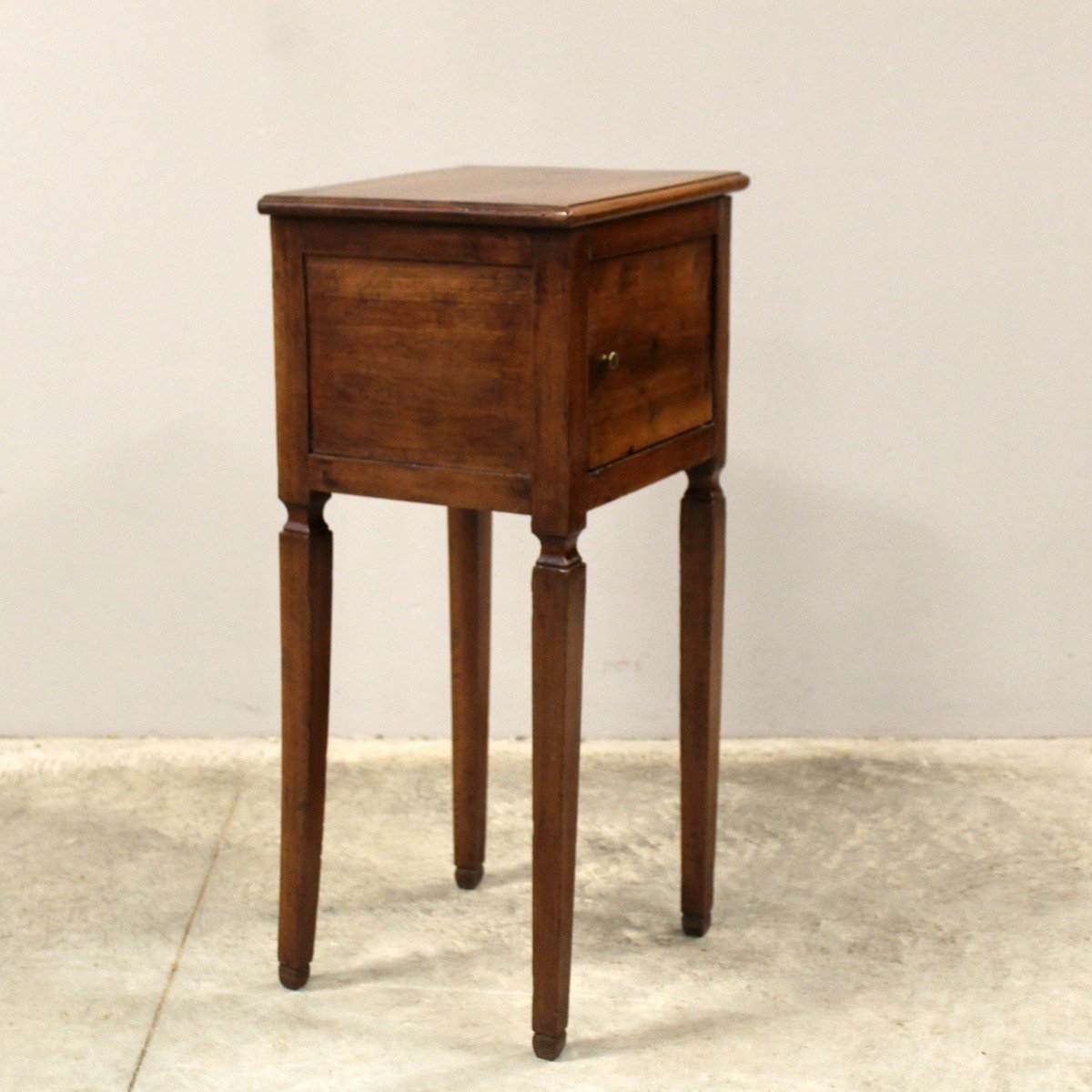 Antique Louis XVI Bedside Table Cabinet In Walnut - Italy 18th-photo-3