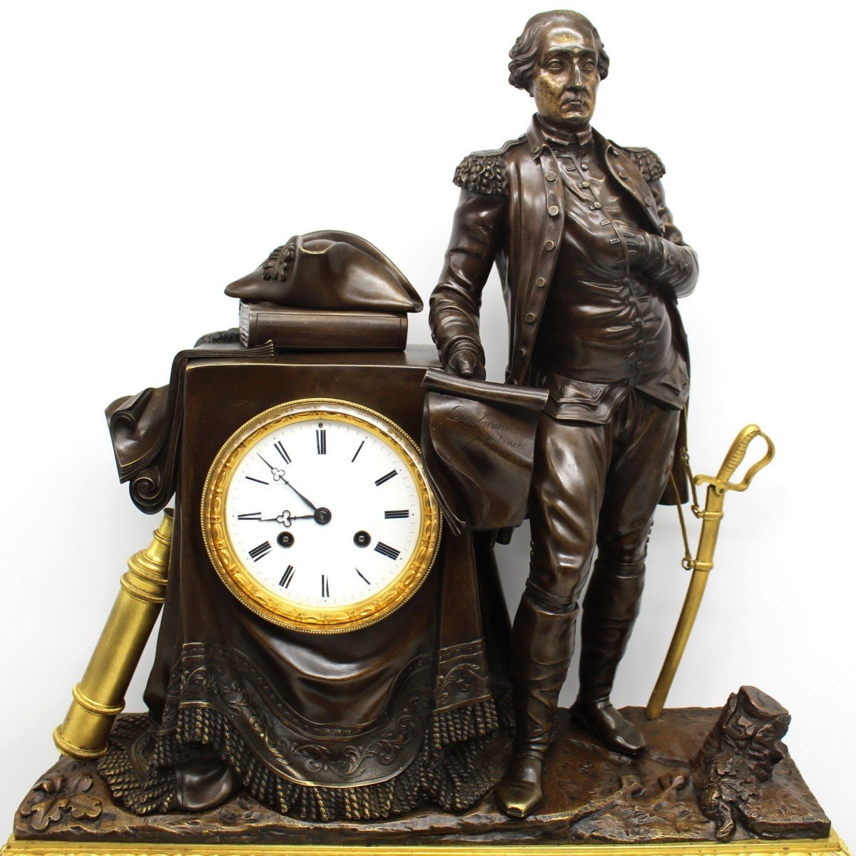 Ancien Horloge Pendule d'époque Louis Philippe en bronze doré (H.71) - 19ème-photo-2