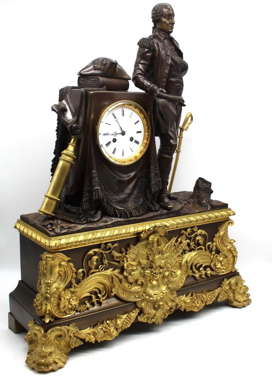 Ancien Horloge Pendule d'époque Louis Philippe en bronze doré (H.71) - 19ème-photo-4