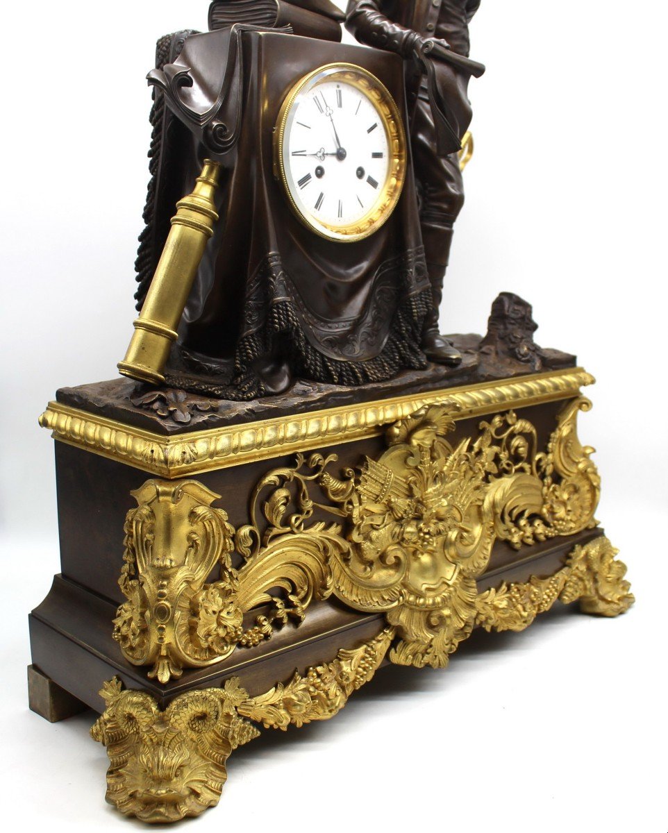 Ancien Horloge Pendule d'époque Louis Philippe en bronze doré (H.71) - 19ème-photo-3