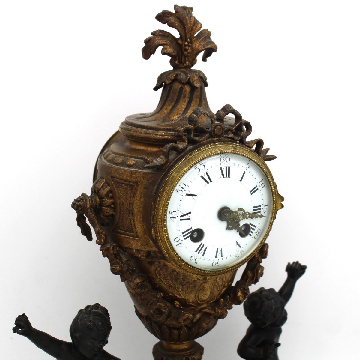 Antique Napoleon III Pendulum Mantel Clock Ormolu In Bronze – Early 20th Century-photo-2