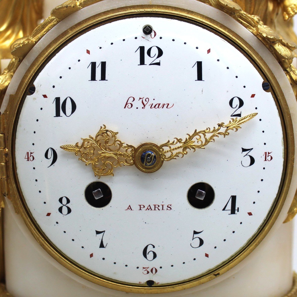 Antique Napoleone III Pendulum Mantel Clock Ormolu In Bronze And Marble - 19th Signed-photo-4