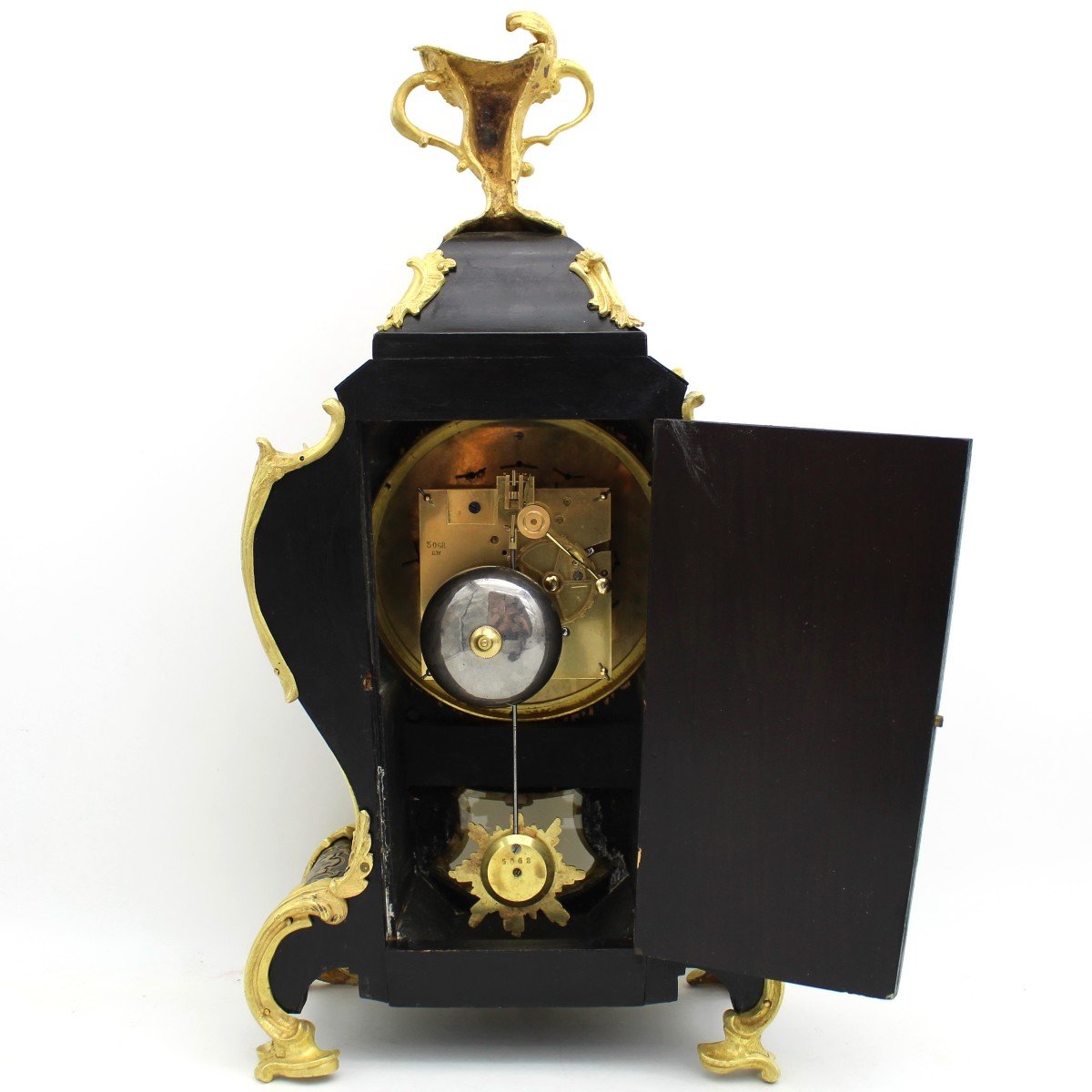 Antique Pendulum Clock Cartel In Boulle Marquetry (h.50) - 19th-photo-7