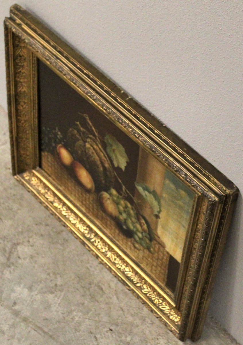 Antique Oil Painting On Canvas With Gilded Frame - 19th Signed -photo-4