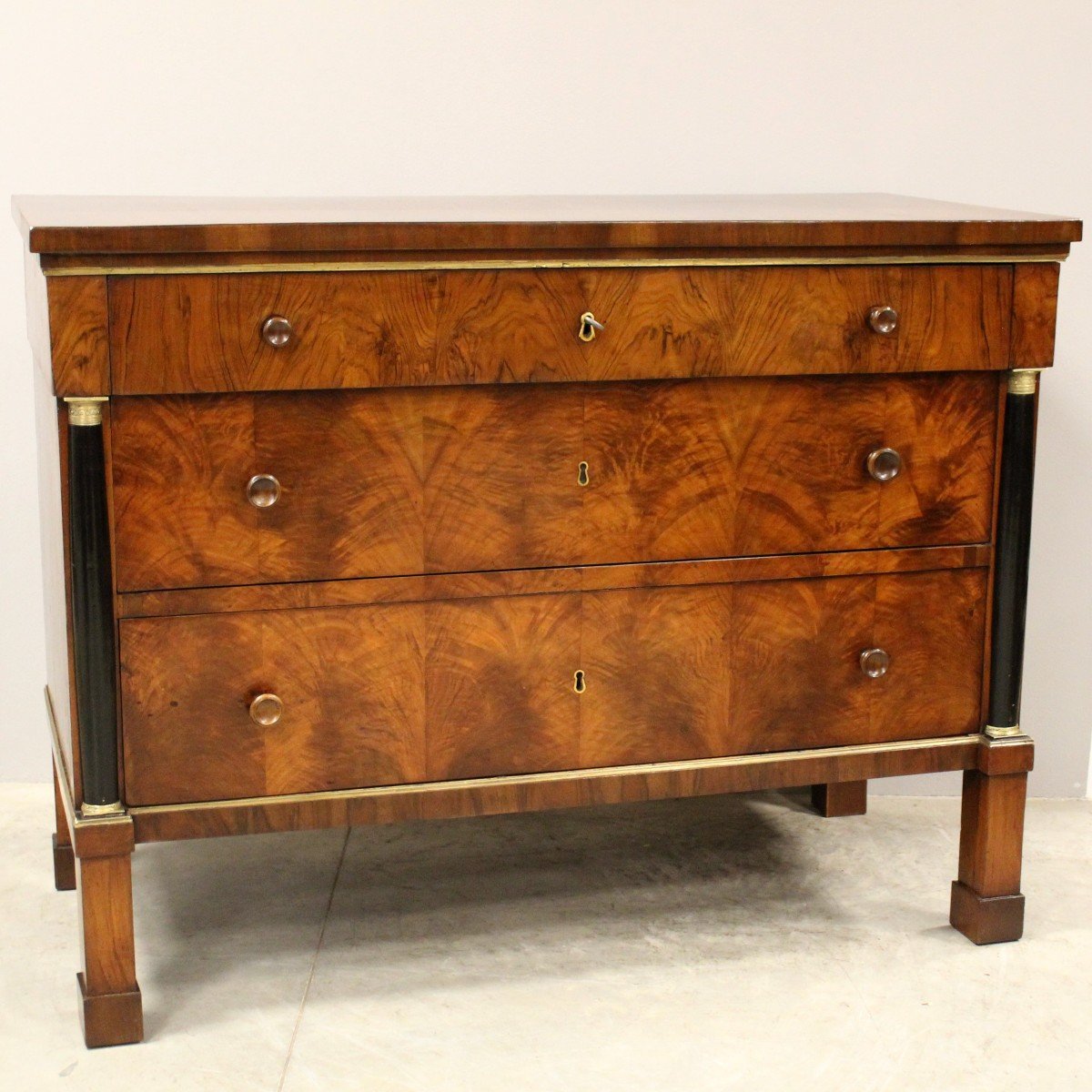 Antique Empire Chest Of Drawers In Walnut - Italy 19th-photo-2