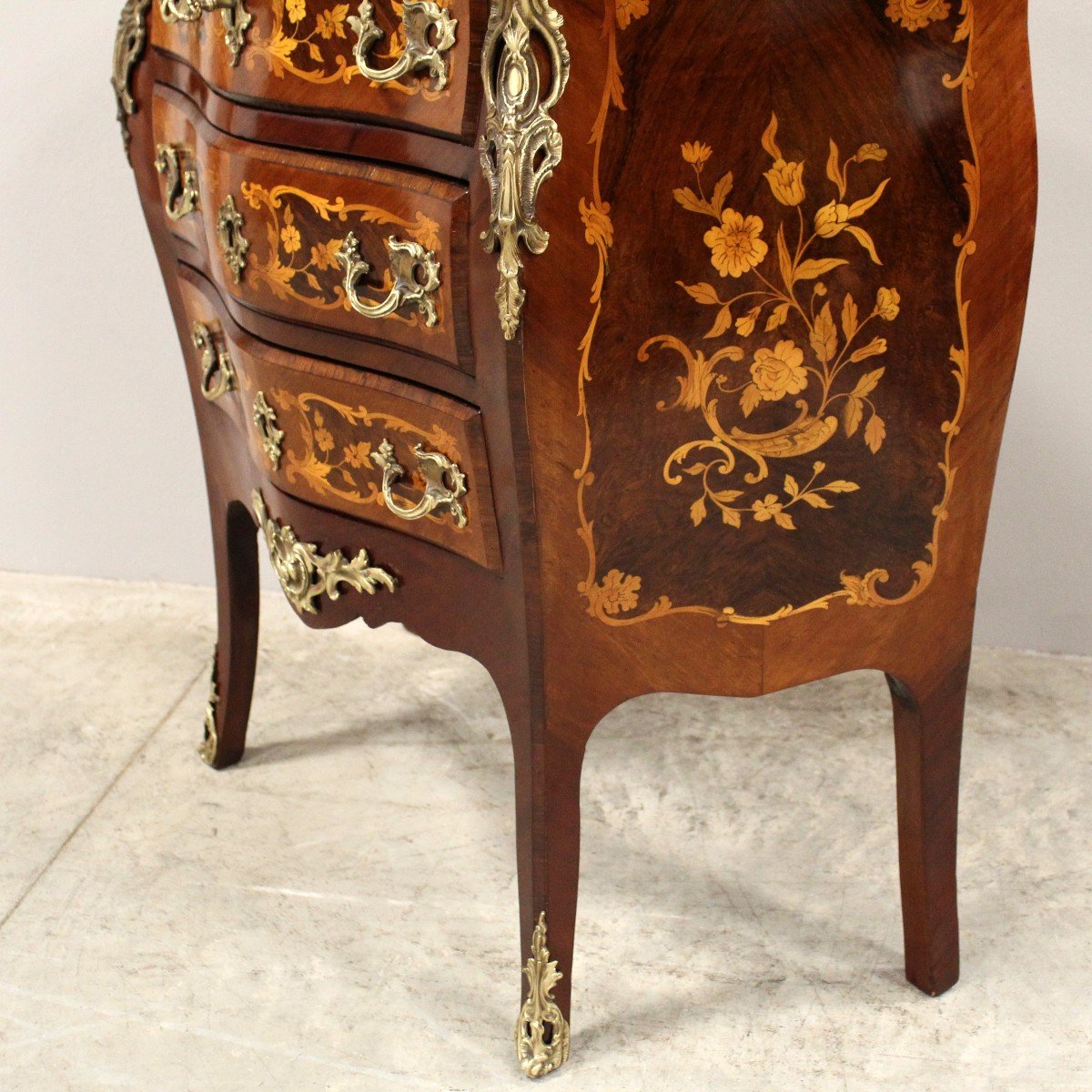 Ancien Commode d'époque Napoleon III en marqueterie - 19ème -photo-7