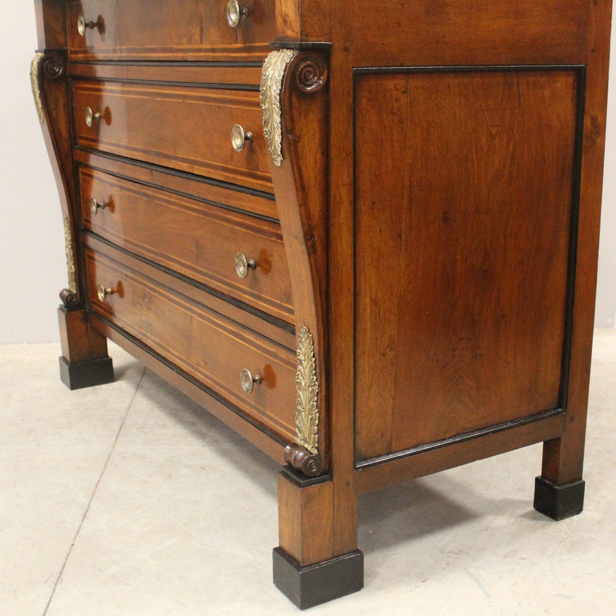Antique Empire Chest Of Drawers Slope Desk In Walnut And Marquetry - Italy 19th-photo-3