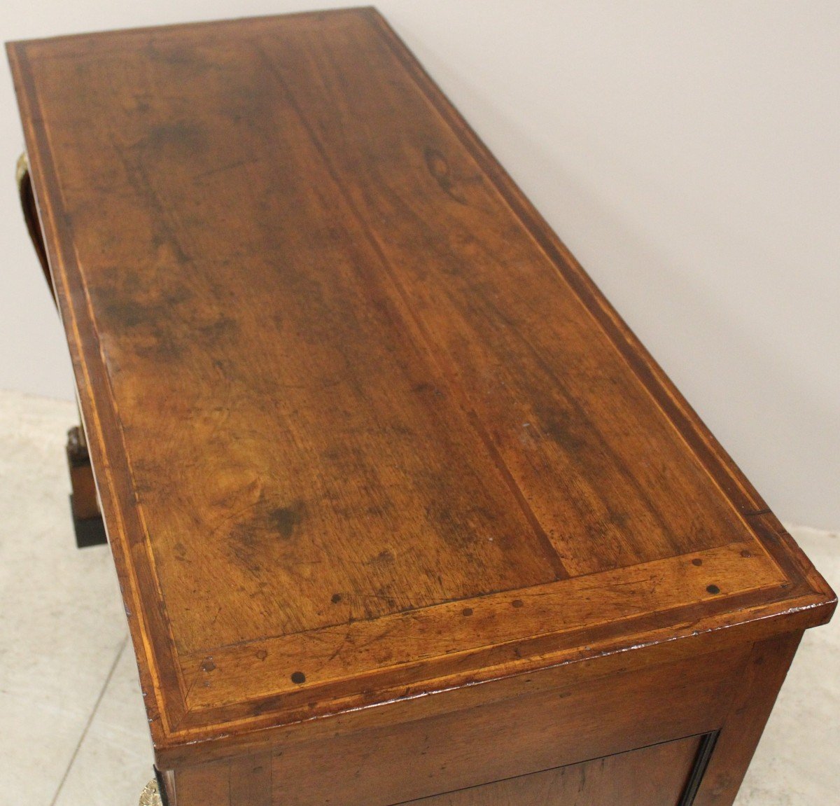 Antique Empire Chest Of Drawers Slope Desk In Walnut And Marquetry - Italy 19th-photo-5