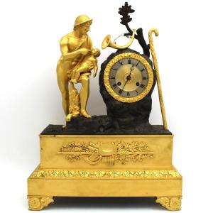 Antique Restoration Pendulum Mantel Clock Ormolu In Bronze - 19th