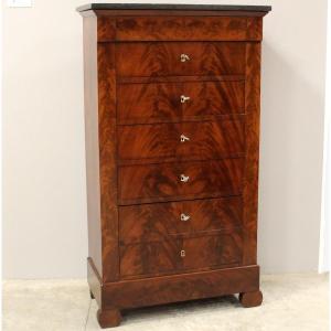 Antique Louis Philippe Weekly Chest Of Drawers In Mahogany - 19th