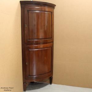 Antique Louis XVI Corner Cabinet Cupboard In Walnut - Italy 18th