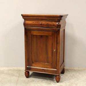Antique Charles X Bedside Nightstand Table In Walnut - Italy 19th