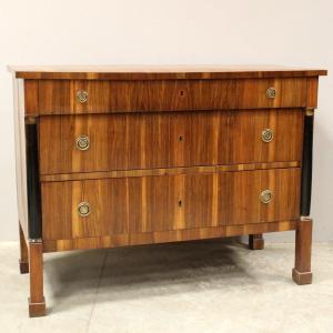 Antique Empire Dresser Commode Chest Of Drawers In Walnut - Italy 19th