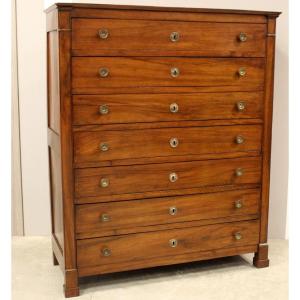 Antique Empire Weekly Chest Of Drawers In Walnut - 19th