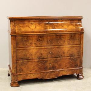 Ancien Commode Bureau de pente d'époque Louis Philippe en noyer - 19ème