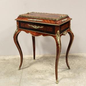 Ancien jardinière table d'époque Napoleon III en marqueterie - 19ème