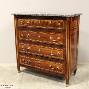 Antique Louis XVI Chest Of Drawers In  Marquetry - 18th