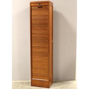 Antique Binder Rolling Curtain Filing Cabinet In Oak