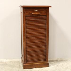 Antique Binder Rolling Curtain Filing Cabinet In Mahogany