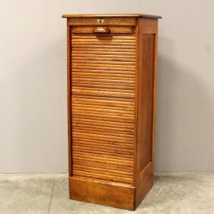 Antique Binder Rolling Curtain Filing Cabinet In Oak