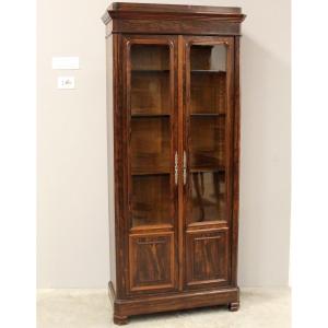 Antique Louis Philippe Cabinet Showcase Bookcase In Rosewood - 19th