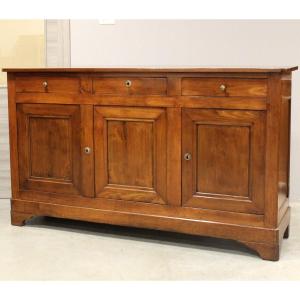 Antique Louis Philippe 3-doors Sideboard Dresser Cabinet Cupboard Buffet In Cherrywood - 19th