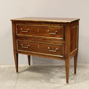 Antique Directoire Chest Of Drawers Commode In Mahogany - 19th