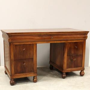 Antique Louis Philippe Table Writing Desk In Walnut - Italy 19th