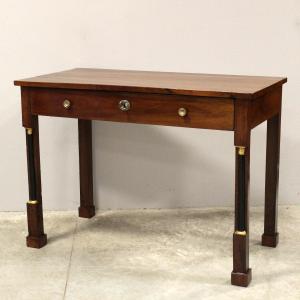 Antique Empire Table Writing Desk Console In Walnut - Italy 19th