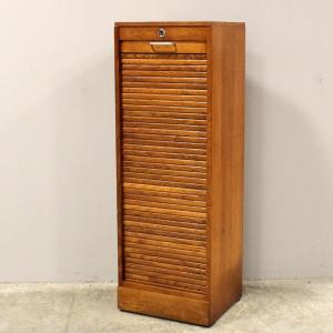 Antique Binder Rolling Curtain Filing Cabinet In Oak