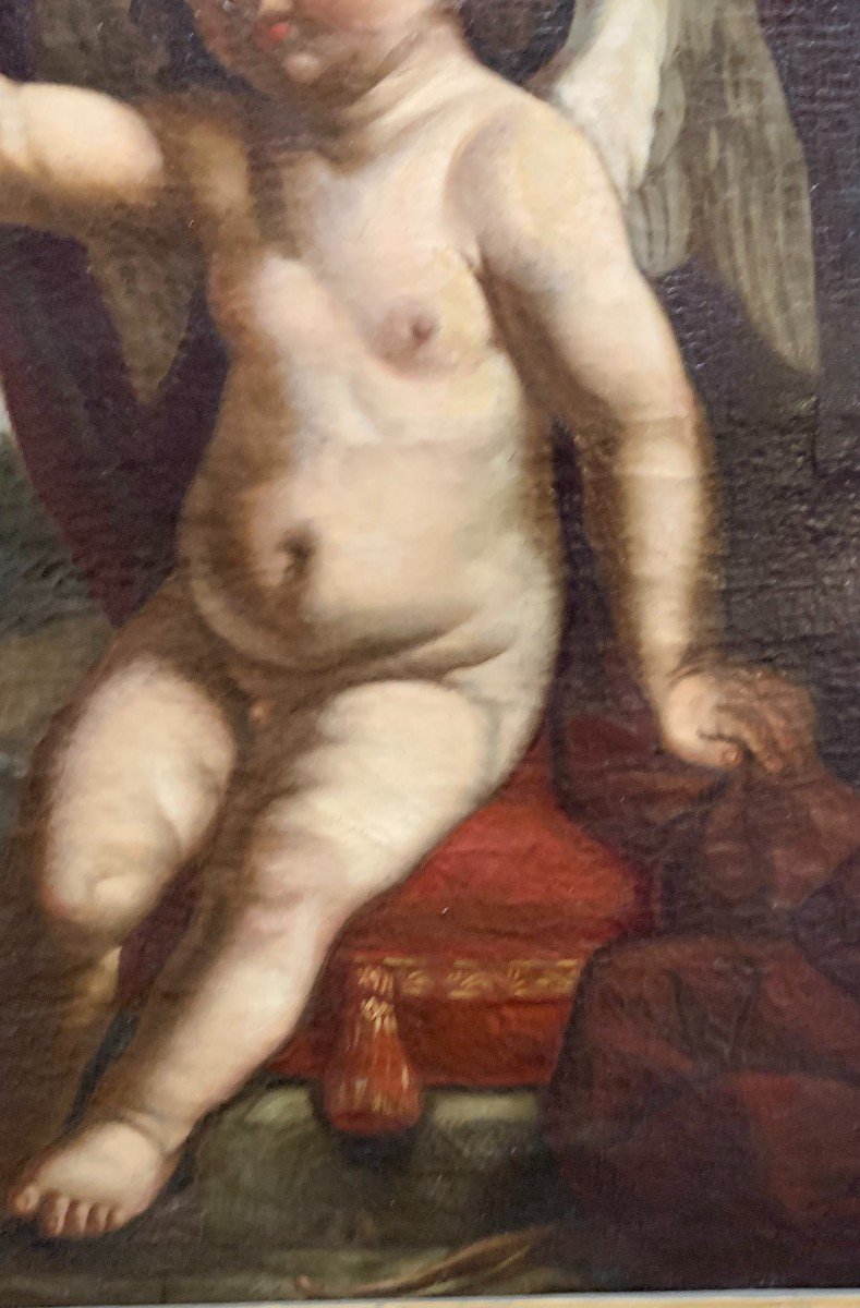 Bartolomeo Gennari - "Omnia vincit amor" peinture à l'huile sur toile-photo-3