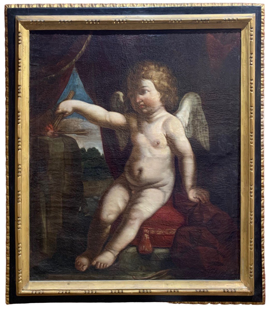 Bartolomeo Gennari - "Omnia vincit amor" peinture à l'huile sur toile-photo-5