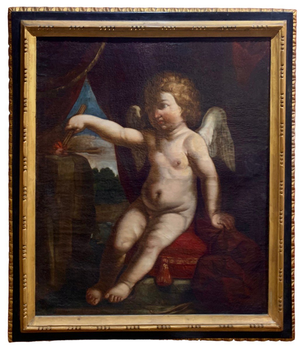 Bartolomeo Gennari - "Omnia vincit amor" peinture à l'huile sur toile