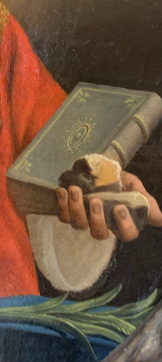 Saint Stephen - Painted Oil On Canvas - XVIII Century.-photo-2
