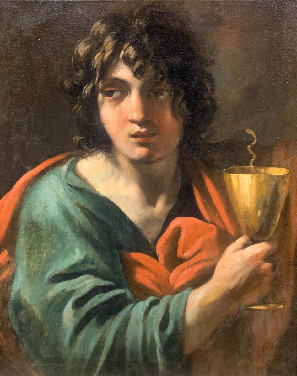 Saint John The Evangelist - Painting On Canvas - Circle Of Simon Vouet-photo-2