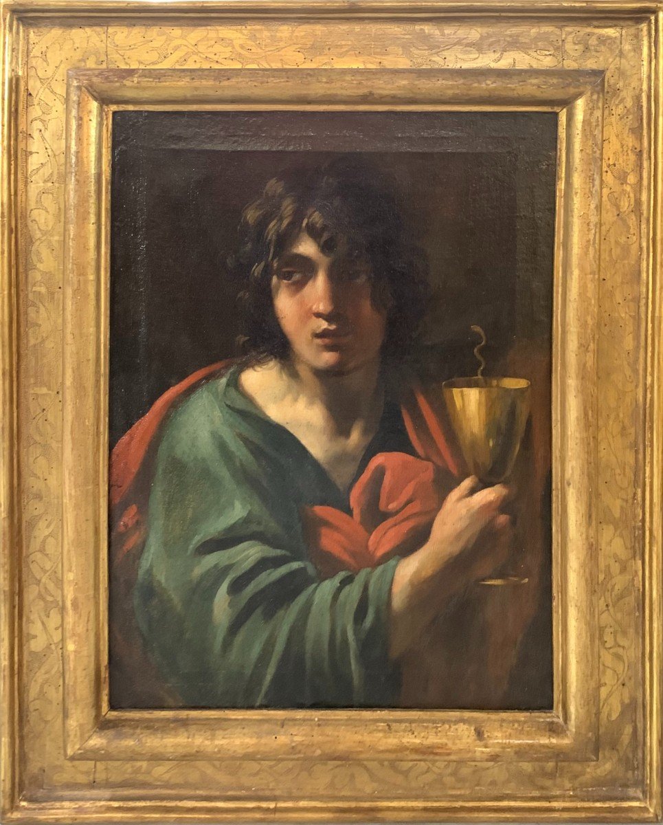 Saint John The Evangelist - Painting On Canvas - Circle Of Simon Vouet-photo-3