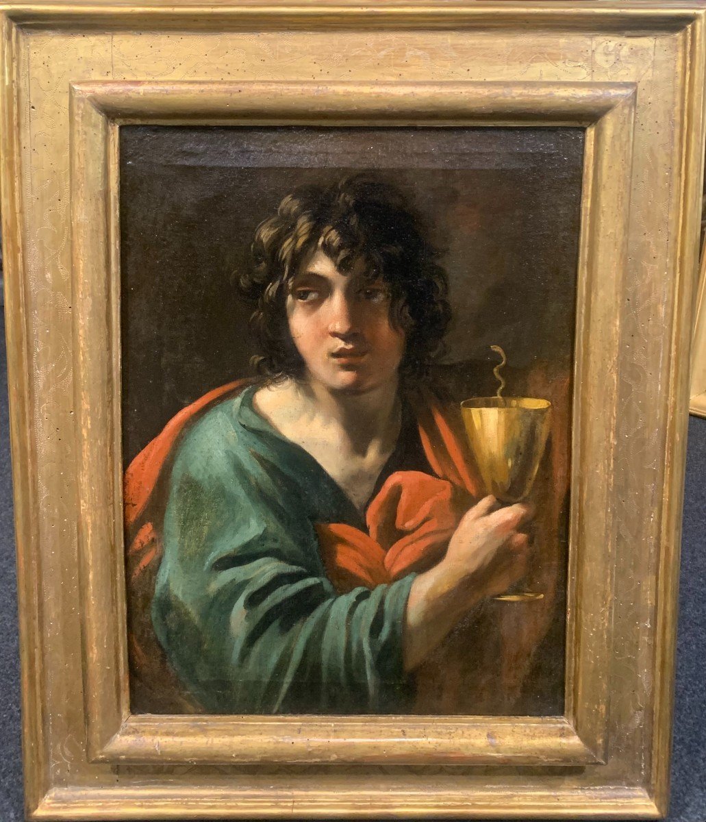 Saint John The Evangelist - Painting On Canvas - Circle Of Simon Vouet-photo-1