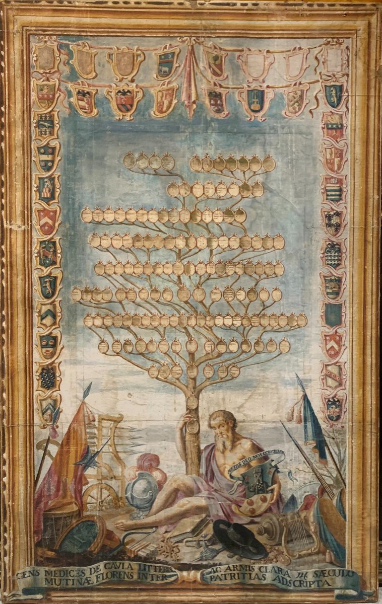 Family Tree Painted In Watercolor On Paper, About 1760.