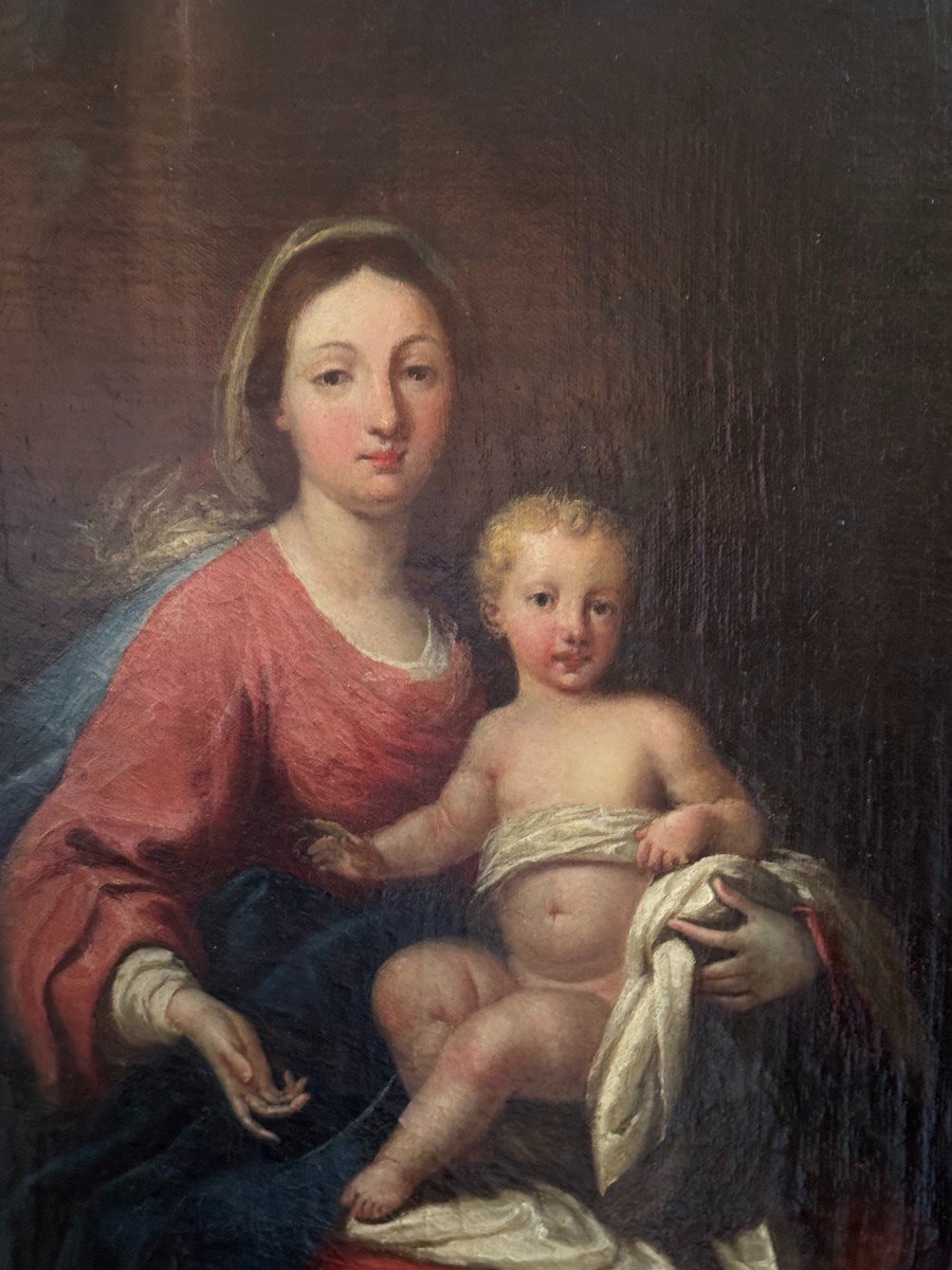 Madonna With Child – Oil Painting On Canvas, Late 18th Century-photo-2