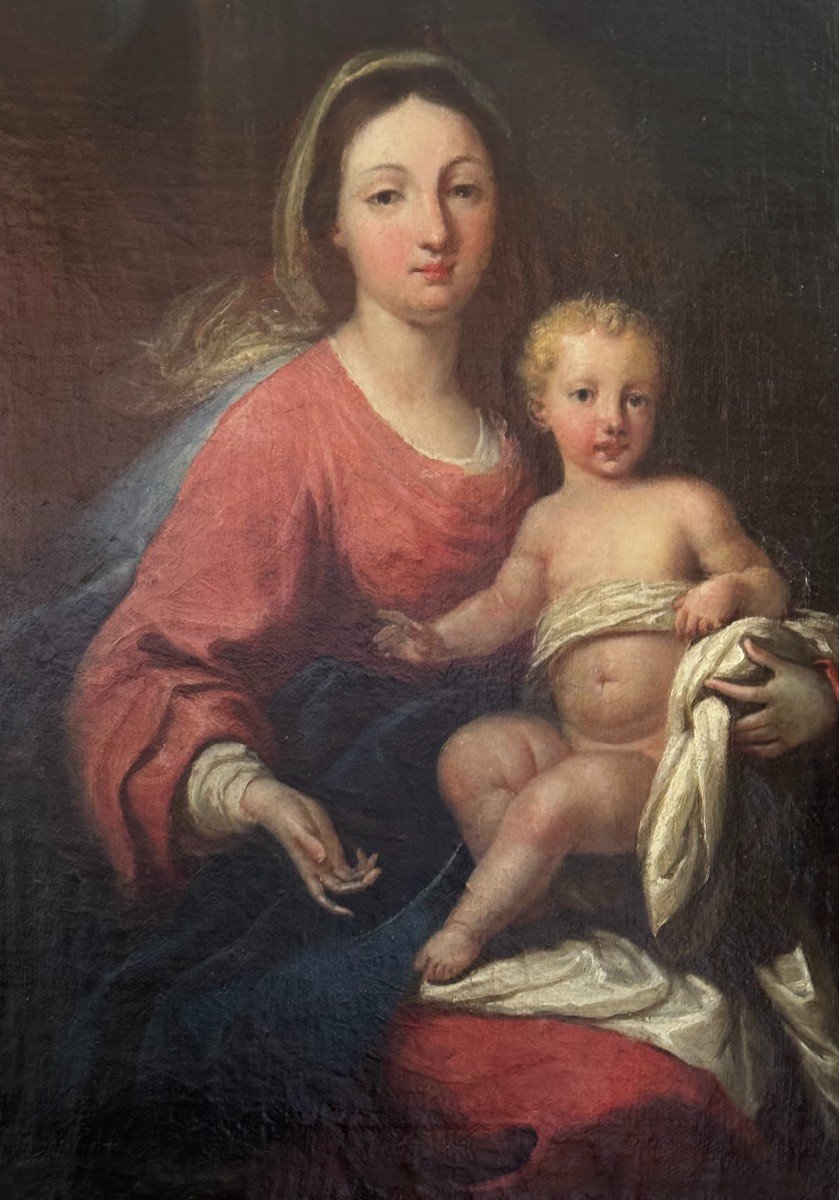 Madonna With Child – Oil Painting On Canvas, Late 18th Century-photo-3