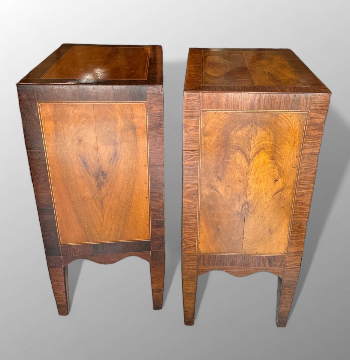 Pair Of Walnut Night Side Tables - Directorio Period-photo-4