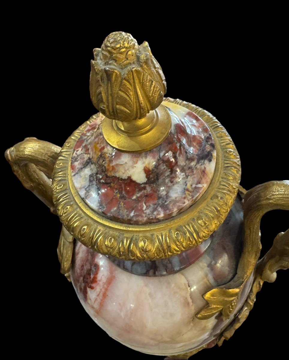 Marble Vase With Golden Bronze Handles - 19th Century France.-photo-2