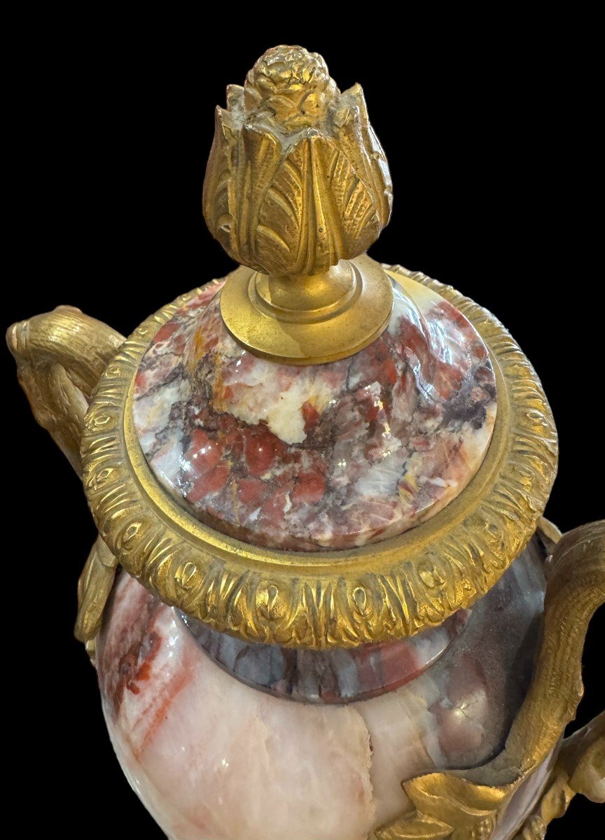 Marble Vase With Golden Bronze Handles - 19th Century France.-photo-1