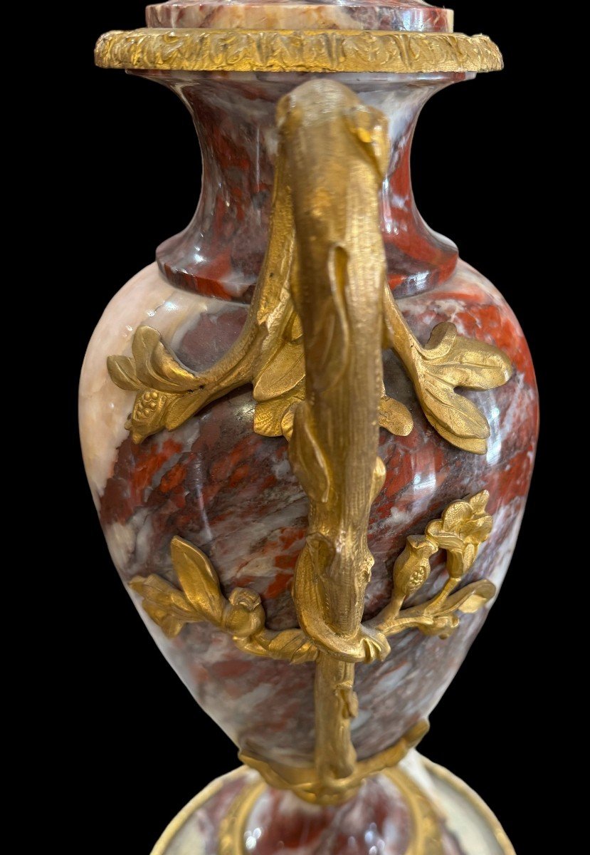 Marble Vase With Golden Bronze Handles - 19th Century France.-photo-2