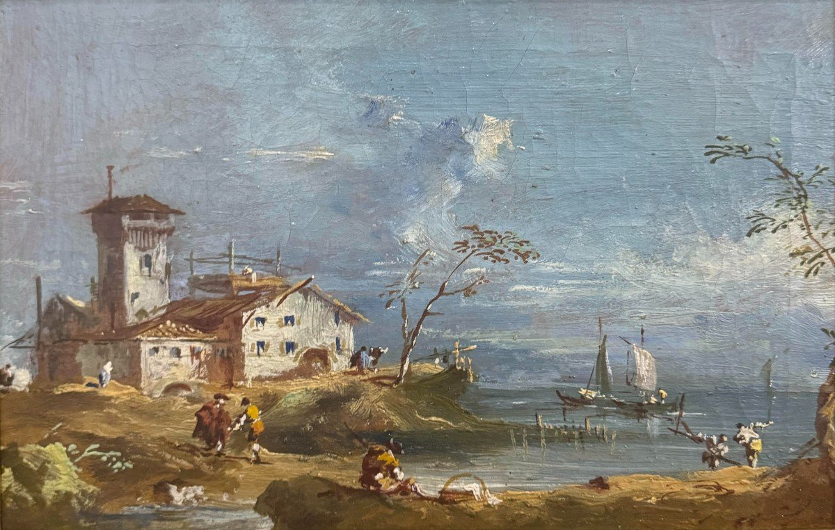 Coastal Landscape With Walker – Oil Painting On Canvas-photo-2